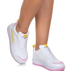 Imagem de Tênis Feminino Branco Esporte Academia Macio - CLASSEK, Branco, Rosa, 