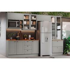 Imagem de Cozinha Modulada Completa Americana 9 Peças (4Aéreos+1Paneleiro+2Balcões+2Complementos) C5P27 Cinza - Henn