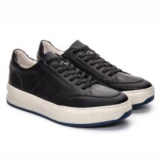 Imagem de Tênis Masculino Couro Cadarço Conforto Casual Sola Reta-Masculino