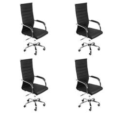 Imagem de Kit 4 Cadeiras para Escritorio Presidente Esteirinha Florenca 3322 Preto