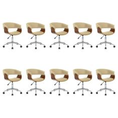 Imagem de Kit 10 Cadeiras para Escritório Diretor Giratória Regulável Turim Nude