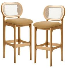 Imagem de Kit 02 Banquetas Altas Para Cozinha Bancada Sala Tela Betta Fixa L02 B