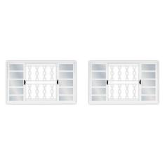 Imagem de Kit com 2 Janelas de Aço de Correr 100x120cm 4 Folhas com Grade Minas Sul MGM Branco