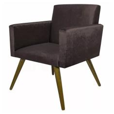 Imagem de Poltrona Decorativa Pés Palito Nina Suede Marrom - DS Móveis