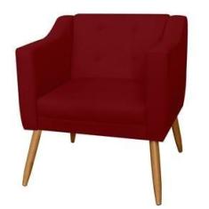 Imagem de Kit 02 Poltronas Decorativas Lavinia Pés Palito Suede Bordô - DS Estofados