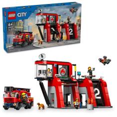 Imagem de Brinquedo LEGO City Fire Station com caminhão de bombeiros 60414 para crianças a partir de 6 anos