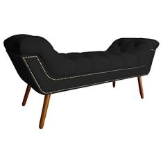 Imagem de Recamier Calçadeira Estofado Sienna Casal 140 Cm Suede Preto - LM DECOR