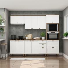 Imagem de Cozinha Completa Internacional 5 Peças com Portas 4 Gavetas Branco Fosco/Ébano