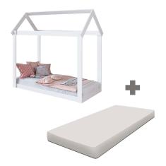 Imagem de Cama Infantil Montessoriana Com Colchão Casinha Branco Meu Fofinho Art In Móveis
