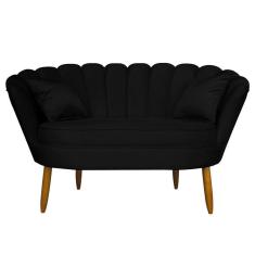 Imagem de Namoradeira Pétala 2 Lugares Decorativa Veludo Preto - Montanaris Decor