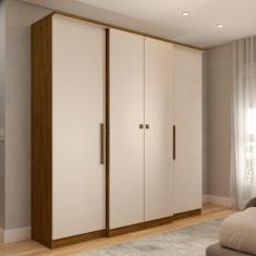 Imagem de Guarda-Roupa Casal Kansas 4 Portas 2 Gavetas Castanho/Off White - Panorama Móveis