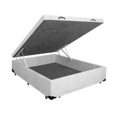 Imagem de Base Box Baú Blindado Viúva AColchoes Suede Cinza 41x128x188