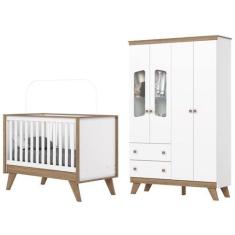 Imagem de Jogo De Quarto Infantil Confete Guarda Roupa E Berço Branco/Jequitiba