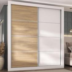 Imagem de Guarda-roupas Casal 2 Portas de Correr 4 Gavetas Alasca Multimóveis Mp4265 Madeirado/branco