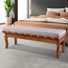 Imagem de Recamier Decor Isabela 120 Cm Retrô Pés Luiz XV Banco Estofado Madeira Maciça Linho Bege M58 - RMI