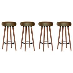 Imagem de Kit 4 Banquetas Moderna Alta Roma Slim Camel 70cm