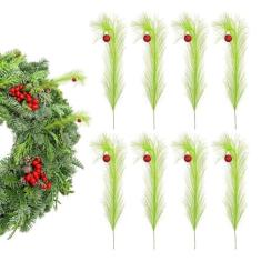 Imagem de Árvore de Natal peluda verde escolhe decorações, hastes de frutas para árvore de Natal - Hastes encaracoladas peludas da árvore de Natal - Decorações artesanais dobráveis ​​para festas de Natal, casam