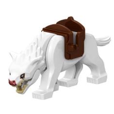 Imagem de Boneco Blocos De Montar Lobo Branco Medieval Soldado