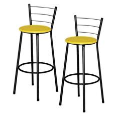 Imagem de Jogo 2 Banqueta Alta Para Cozinha Ratan Preta Cristal - Lamar Design, 