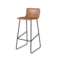 Imagem de Banqueta Dubai Base Aço Carbono Preto Cor:sintético Marrom