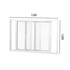 Imagem de Janela de Correr Abertura Dupla 3 Folhas Vidro Liso 100x120cm Premium 