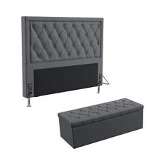 Imagem de Kit Cabeceira Estofada Decorativa Para Cama Box Centaurus 140 Cama de Casal e Calçadeira Sagitarius Sued  Aradecor