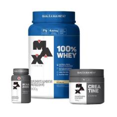 Imagem de Combo 100% Whey 900G, Creatina Monohidratada 150G E Bcaa 60 Cápsulas -