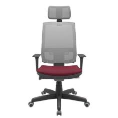 Imagem de Cadeira Office Brizza Tela Cinza Com Encosto Assento Poliester Vinho A