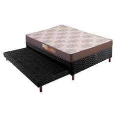 Imagem de Cama Box c/Auxiliar Casal: Colchão Espuma Polar D28 Pérola Gray + Base CRC Rústico Black(138x188)