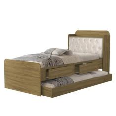 Imagem de Cama Solteiro Tamires Capitone Duas Gavetas Bau E Auxiliar - Maalistor