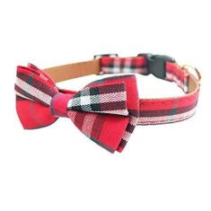Imagem de Coleira para cães com laço – coleiras para cães de couro e algodão macio e resistente para cães pequenos e médios e grandes raças filhotes ajustáveis 18 cores e 3 tamanhosPipidog L 15"-23"