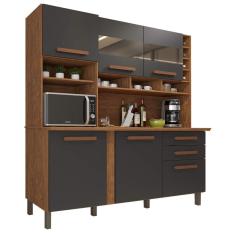 Imagem de Armário de Cozinha Alexia 6 Portas 2 Gavetas Imop Cor Cinamomo Grafite