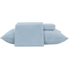 Imagem de Jogo De Cama Casal De Poliéster Jolitex 300 Fios Toque De Seda Azul 4