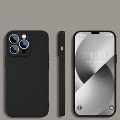 Imagem de Capa para iPhone 11 Pro Capa de proteção de lente completa de silicone líquido quadrado, cor preta, para iPhone 11 Pro