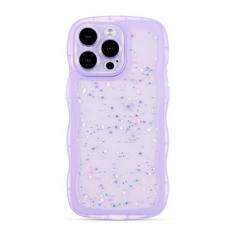 Imagem de ZTOFERA Para iPhone 11 Pro Max 6,7 polegadas, linda capa ondulada encaracolada com glitter estrela, capa protetora de telefone de TPU (poliuretano termoplástico) macio e brilhante transparente à prova