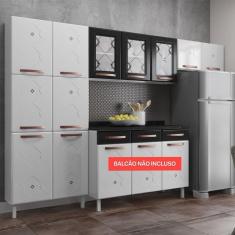 Imagem de Cozinha Compacta em Aço Mirage New 11 Portas Branco/Preto - Telasul