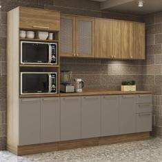 Imagem de Armário de Cozinha Modulada Completa Reta 7 peças 2,70m 220 Botanic Ka