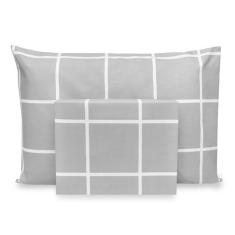 Imagem de Lençol Solteiro de Cima 2 pçs Percal Flex Estampado 400 Fios Toque Acetinado (GRID CINZA)