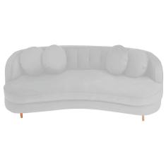 Imagem de Sofá Curvo 3 Lugares Orgânico Sala Recepção Escritório Decorativo Luxo Panamá 200cm Bouclé Cor Branco