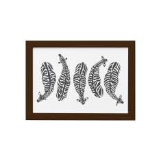 Imagem de Quadro Safari Geométrico Zebra Moldura Marrom 33x43cm