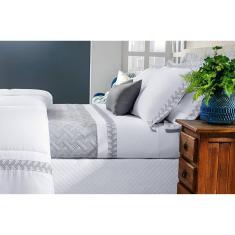 Imagem de Jogo de Cama Casal 4 Peças Percal 200 Fios Luke Bernadete Casa Prata