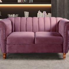 Imagem de Namoradeira Realeza Sofá Chesterfield Decoração Sala Recepção Estilo Retrô Rose