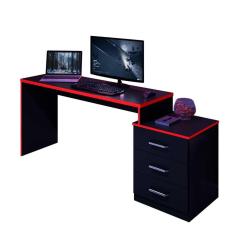 Imagem de Mesa Gamer Escritório DRX5000 Preto/Vermelho - Montanaris Decor