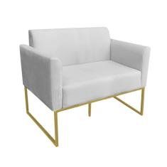 Imagem de Namoradeira Marisa Suede Base Industrial Metálica Dourado Cinza