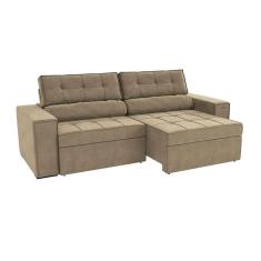 Imagem de sofá 4 lugares retrátil e reclinável lanus veludo bege 250 cm