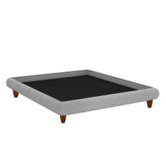 Imagem de Cama Casal Japonesa 156cm Pés Madeira Haru Linho Cinza Claro - Sallar