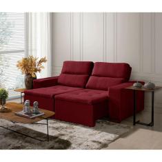 Imagem de Sofá 3 Lugares 195cm C/ Molas Retrátil E Reclinável Vermelho