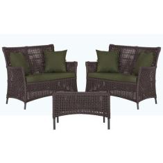 Imagem de 2 Sofás Área e Mesa Igapó Alumínio Pintura Preta Corda Náutica Estofad