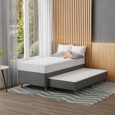 Imagem de Cama Box Conjugada Solteiro com Cama Auxiliar Premier Unibox Molas Ensacadas (63x88x188) Cinza