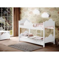 Imagem de Beliche Infantil Marina Branco Com 2 Luminárias E Colchão